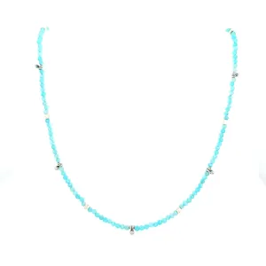 AVF Silver Turquoise Beaded Necklace (SI2796)