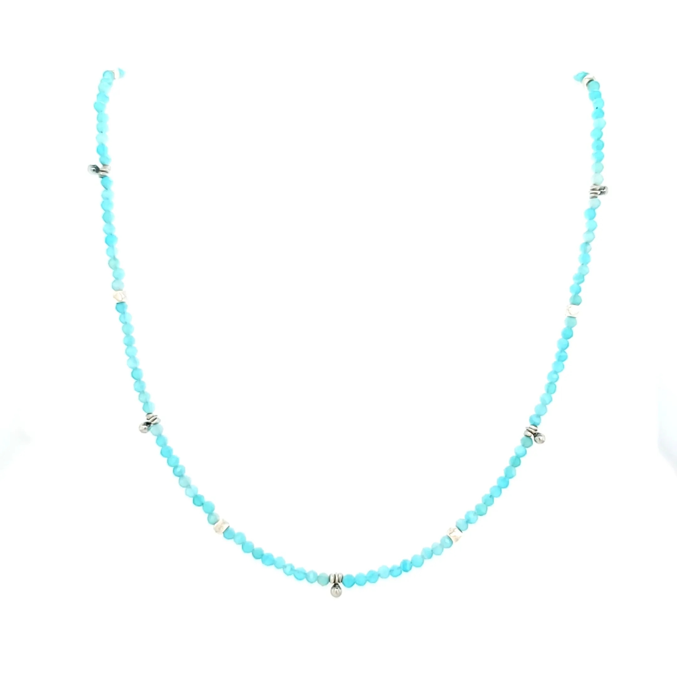 AVF Silver Turquoise Beaded Necklace (SI2796)