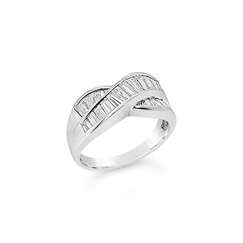 Baguette Diamond Overlap Ring