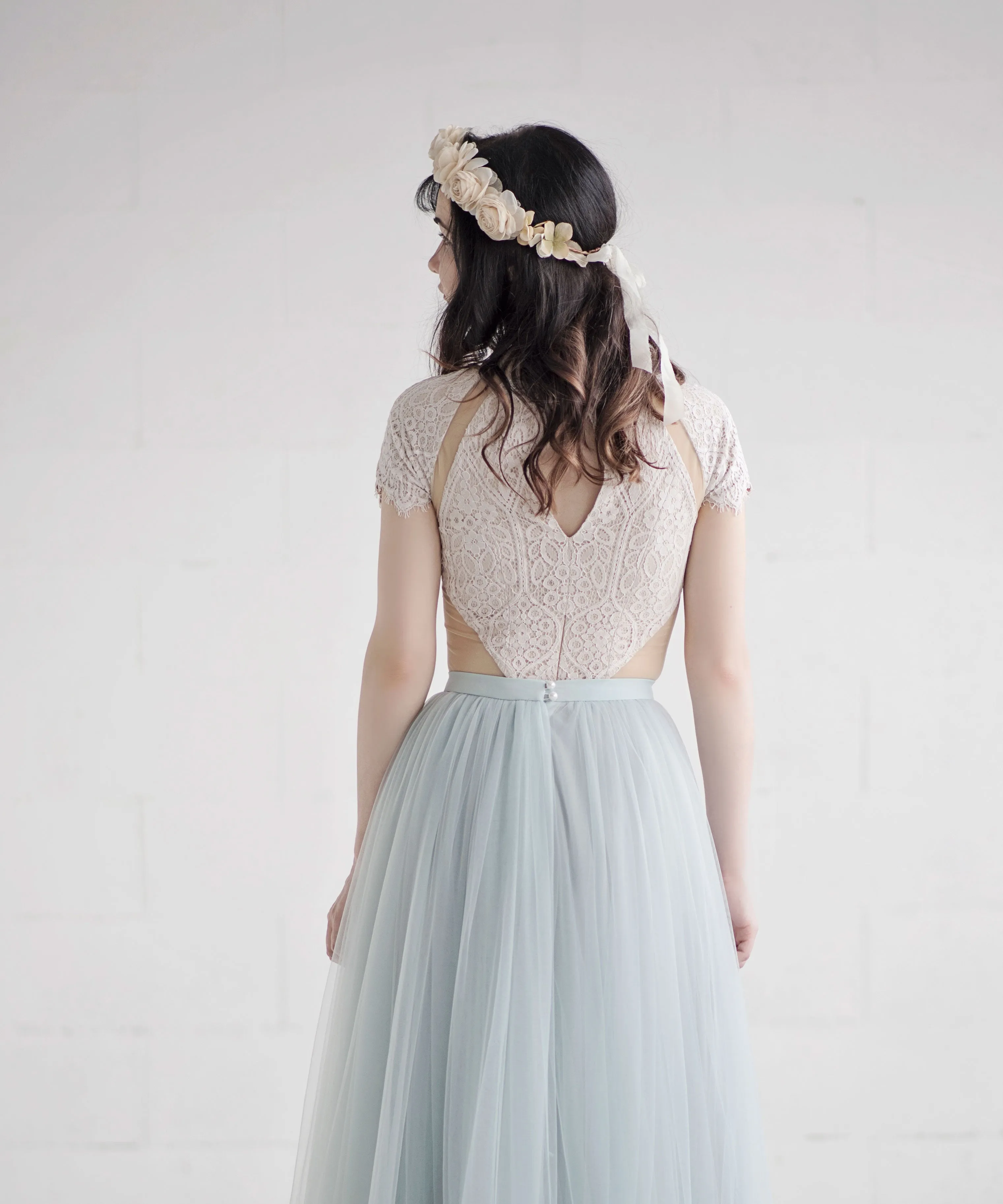 Beige bridal floral crown