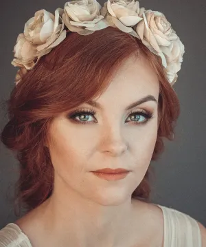 Beige bridal floral crown