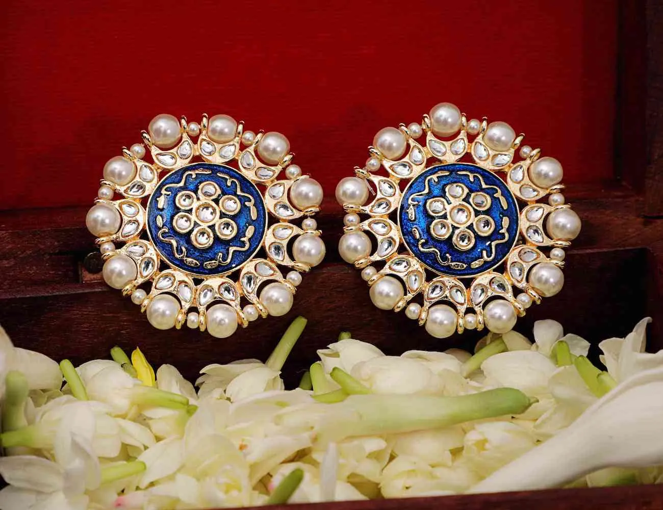 Blue Color Meenakari Stud Earring For Women