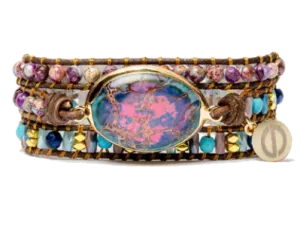 Bracelet Enveloppant de Confort, Sécurité, Force et Guérison en Jaspe Empereur Intense
