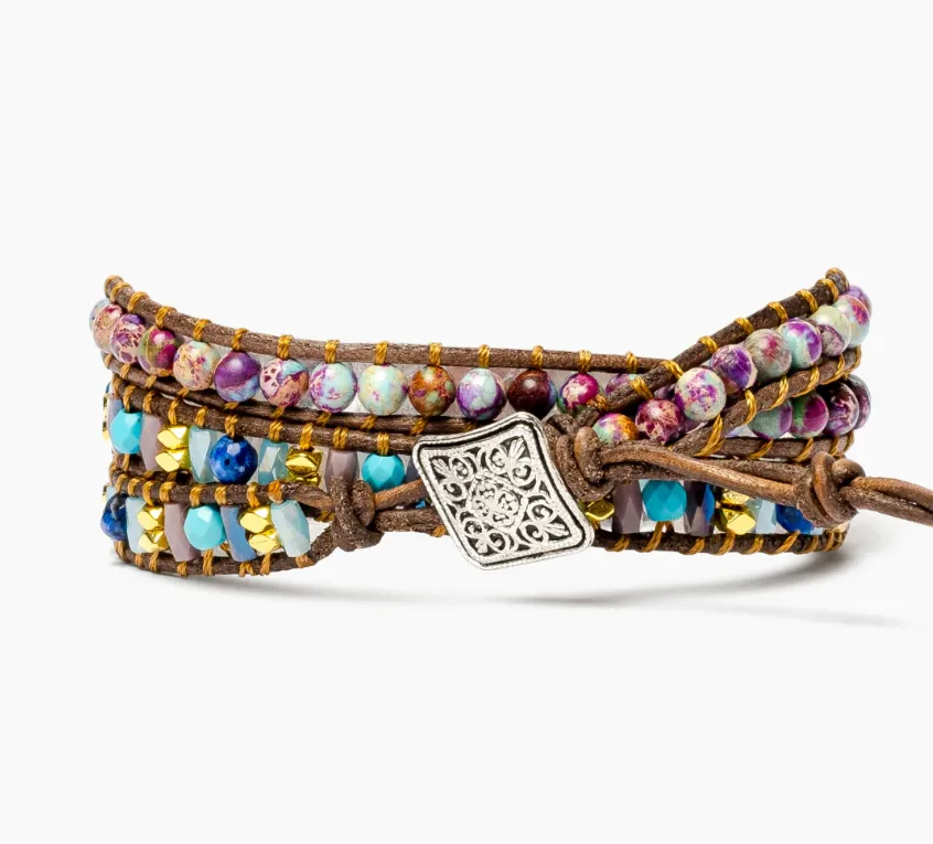Bracelet Enveloppant de Confort, Sécurité, Force et Guérison en Jaspe Empereur Intense