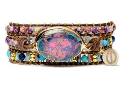 Bracelet Enveloppant de Confort, Sécurité, Force et Guérison en Jaspe Empereur Intense