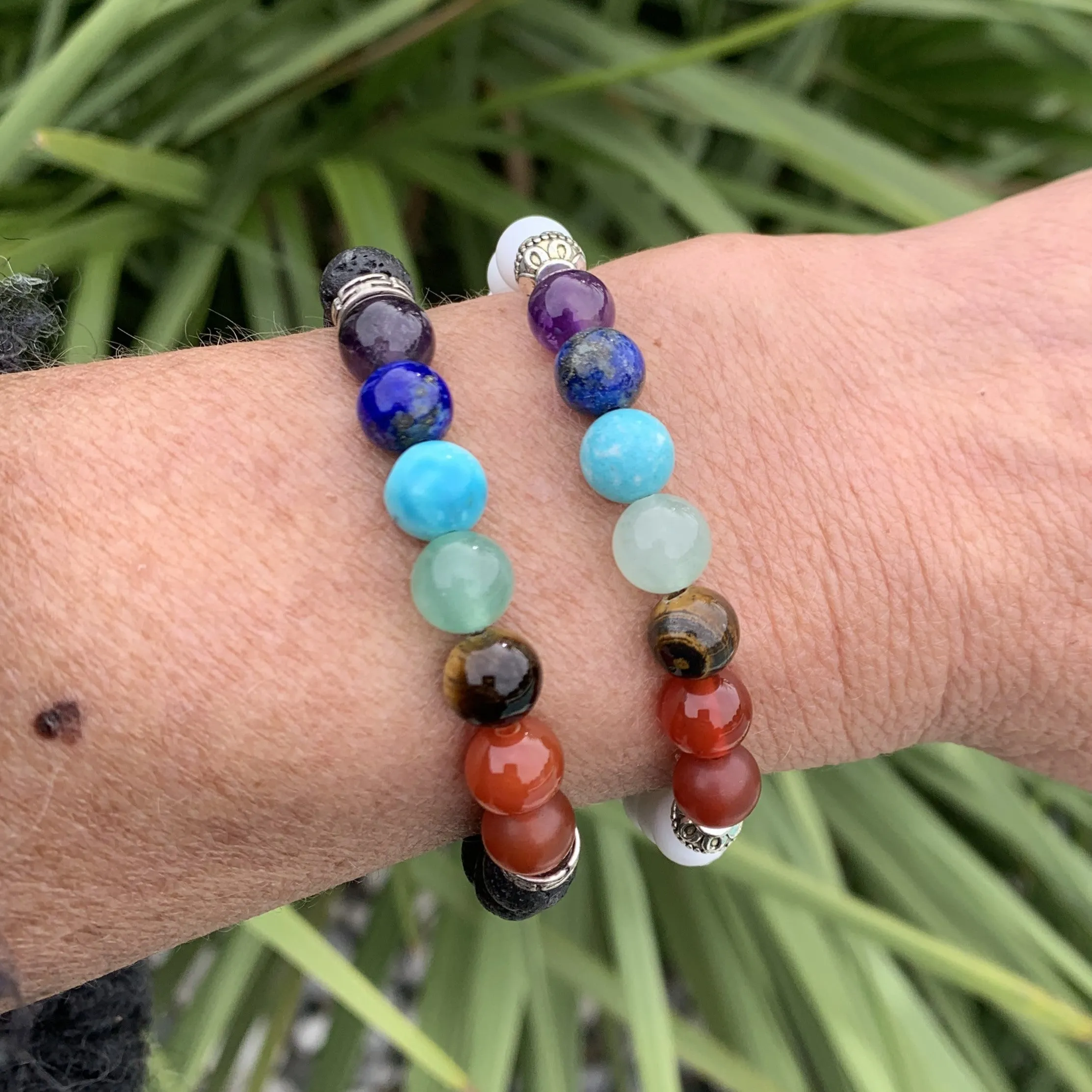 Bracelet the 7 chakras in natural pearls