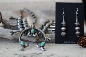 Brushed Turquoise Squash Blossom Necklace