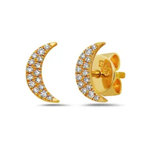 Diamond Moon Stud Earrings