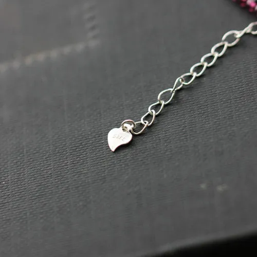 Double Strand Garnet Silver Beaded Bracelet Handmade Birthstone Jewelry for Women