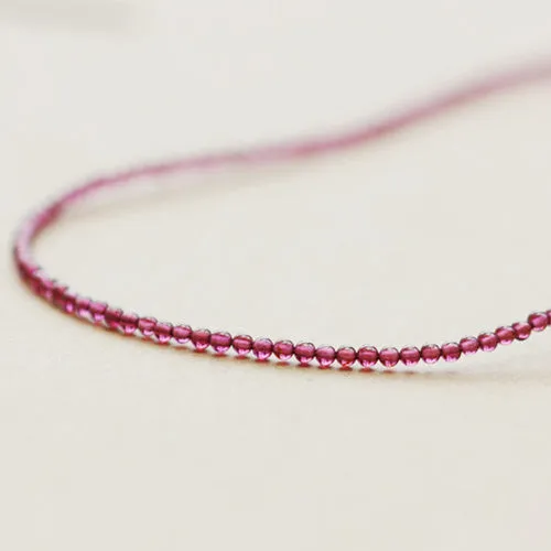 Double Strand Garnet Silver Beaded Bracelet Handmade Birthstone Jewelry for Women