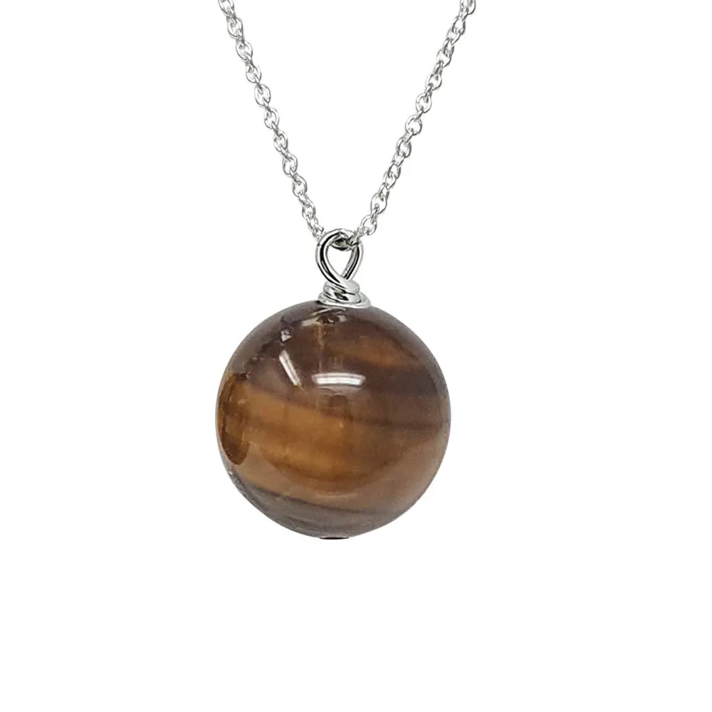 Elegant Handmade Tiger's eye Gemstone Pendant Earrings Women's Jewellery Set