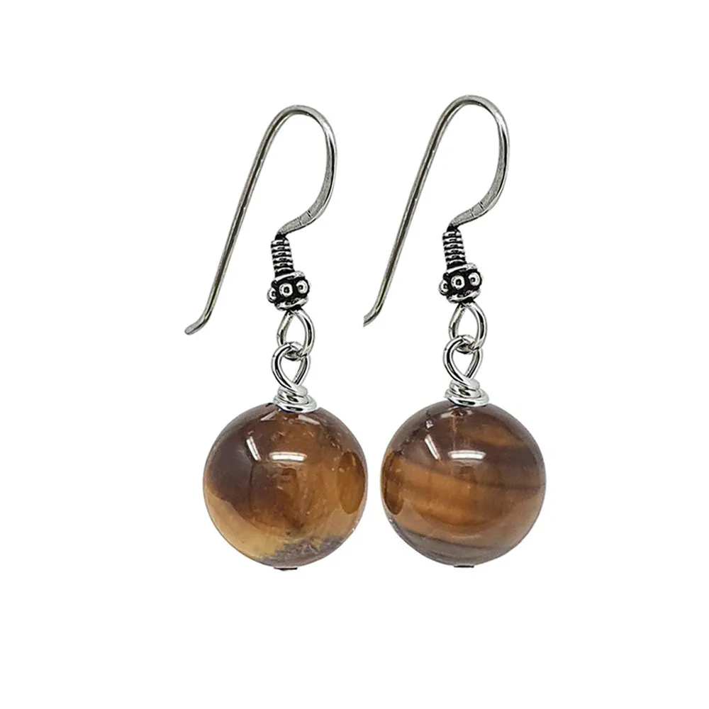Elegant Handmade Tiger's eye Gemstone Pendant Earrings Women's Jewellery Set