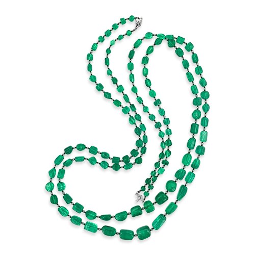 Emerald Bead & Diamond Necklace