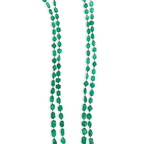 Emerald Bead & Diamond Necklace