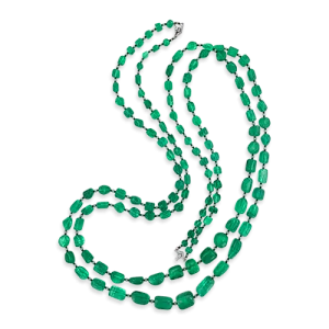 Emerald Bead & Diamond Necklace
