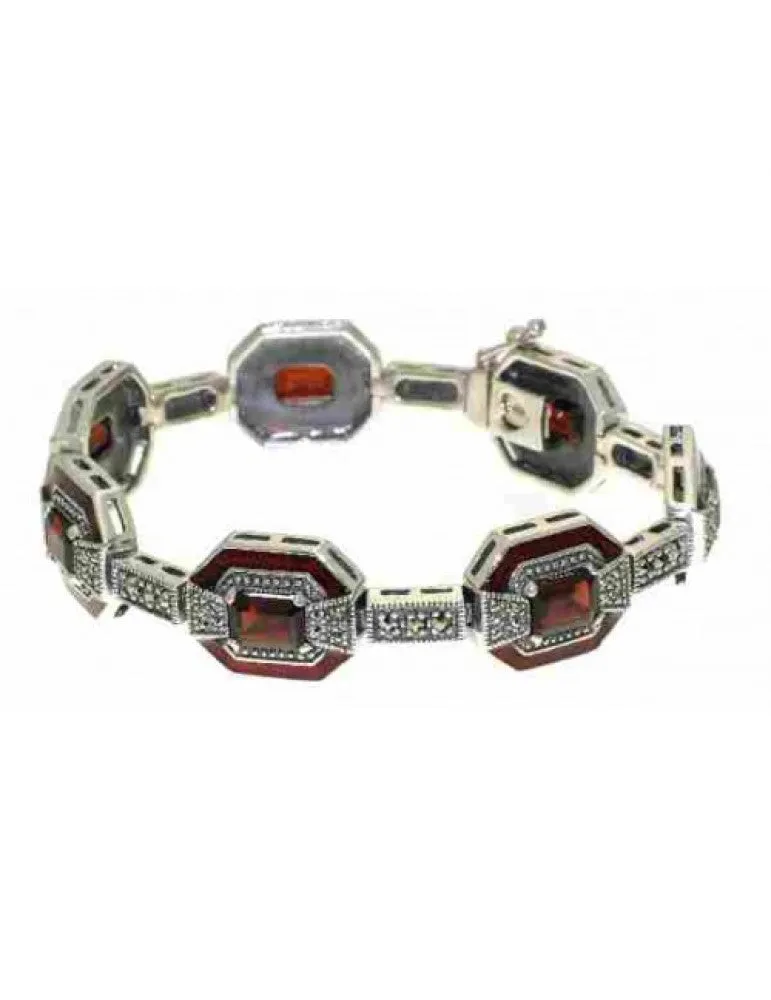 Emerald Cut Garnet Art Deco Bracelet