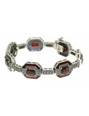 Emerald Cut Garnet Art Deco Bracelet