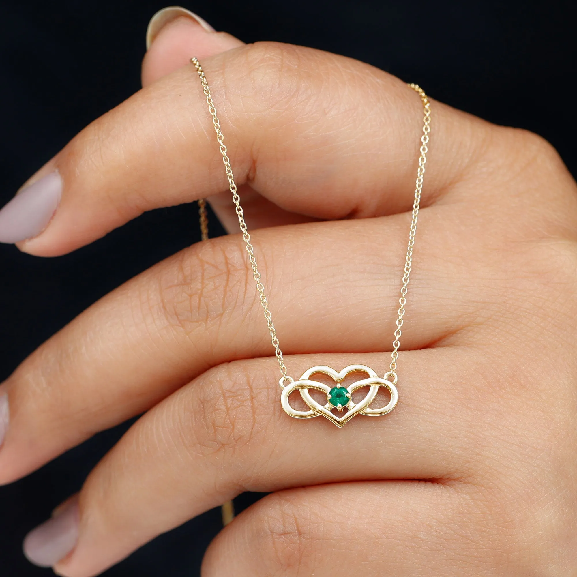 Emerald Heart and Infinity Pendant for Women