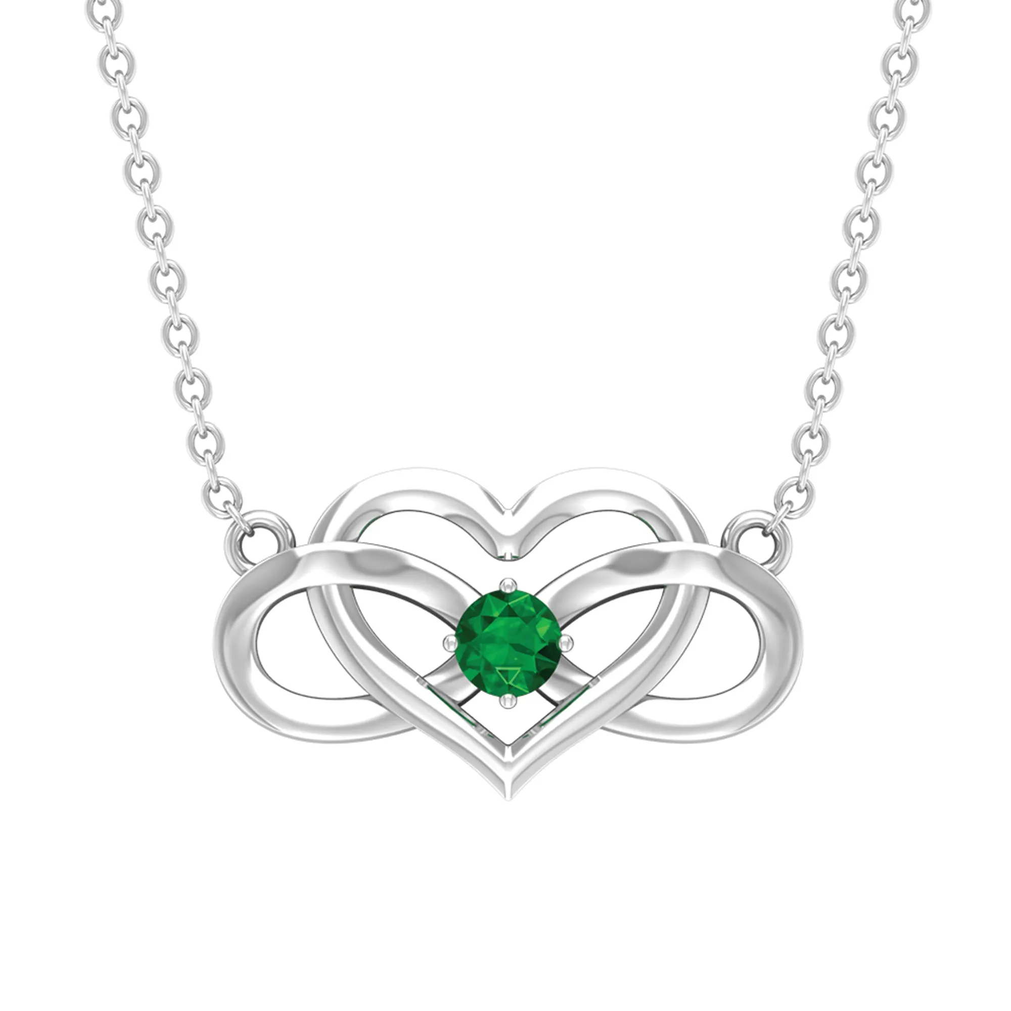 Emerald Heart and Infinity Pendant for Women