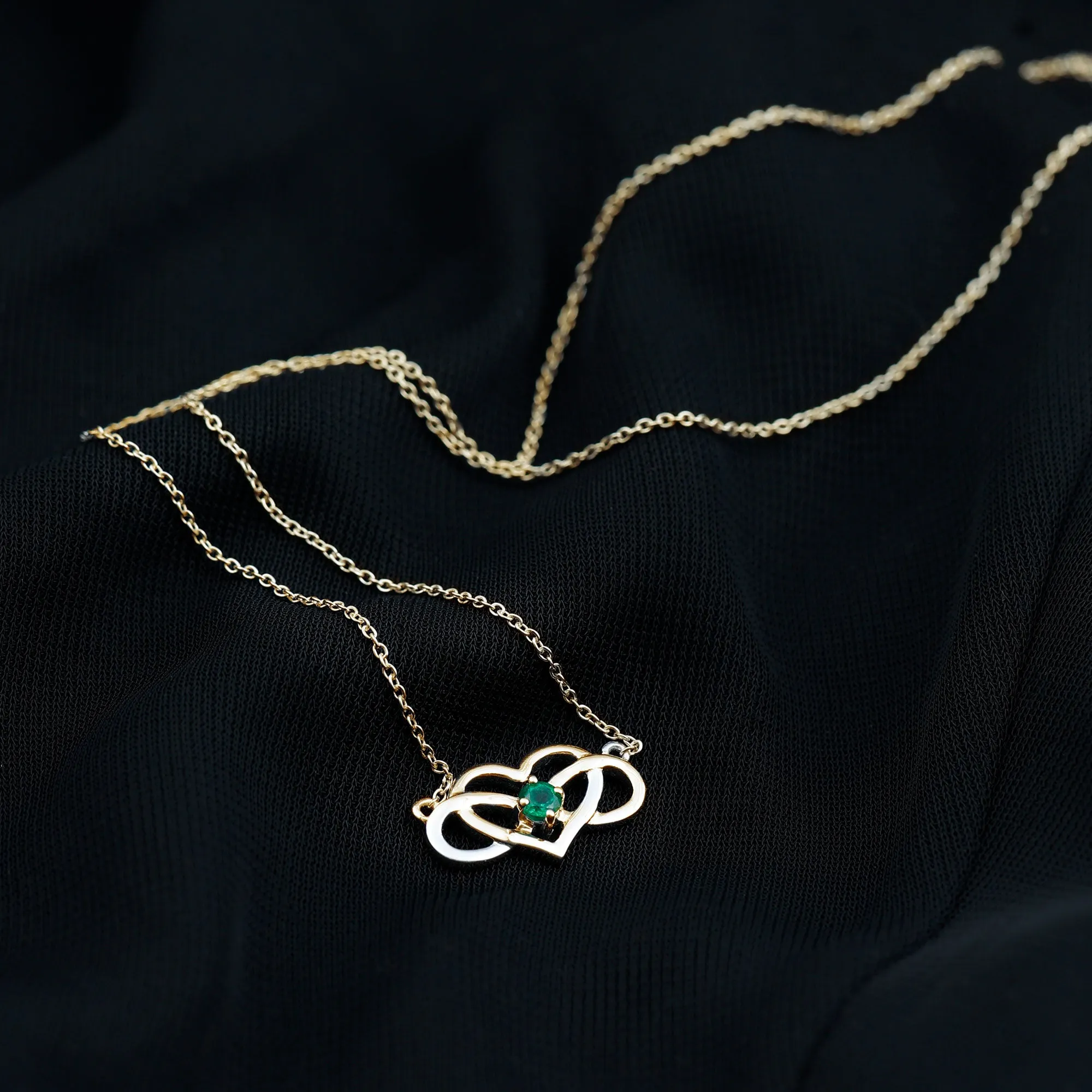 Emerald Heart and Infinity Pendant for Women