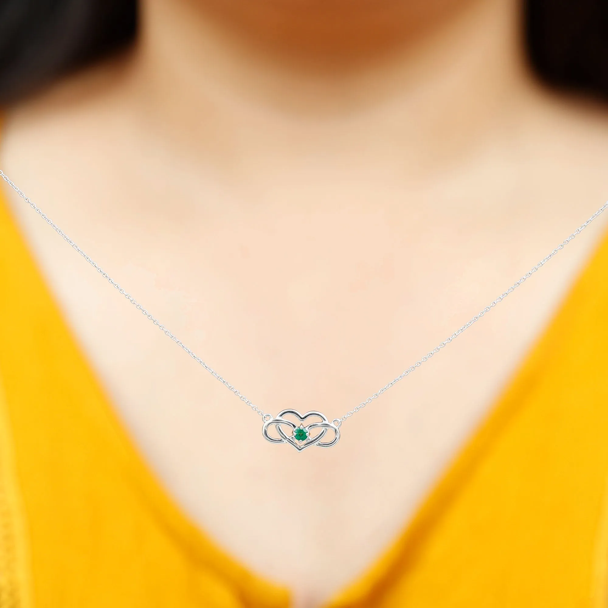 Emerald Heart and Infinity Pendant for Women