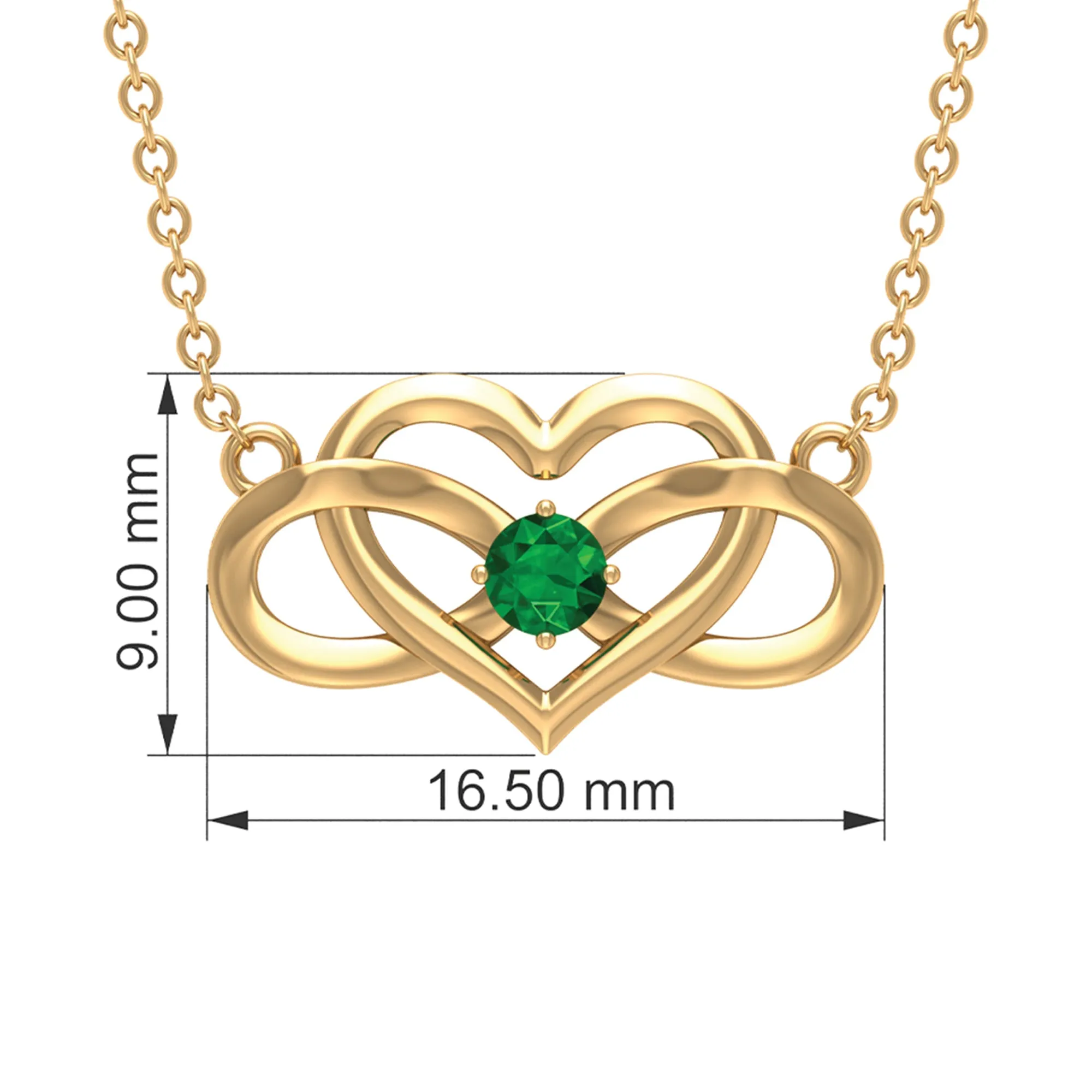 Emerald Heart and Infinity Pendant for Women