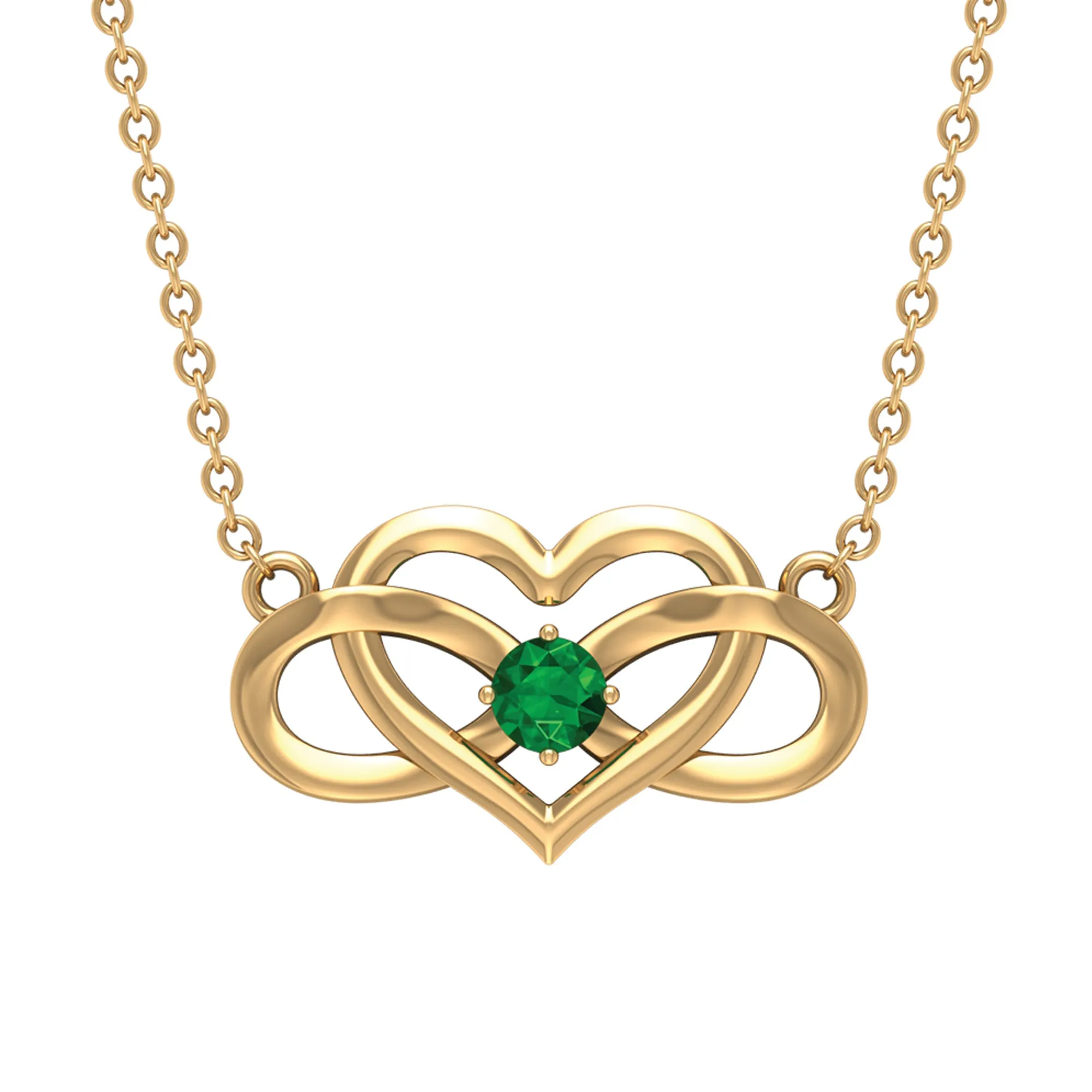 Emerald Heart and Infinity Pendant for Women