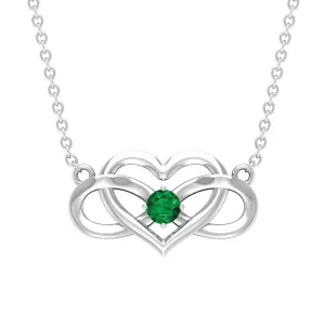 Emerald Heart and Infinity Pendant for Women