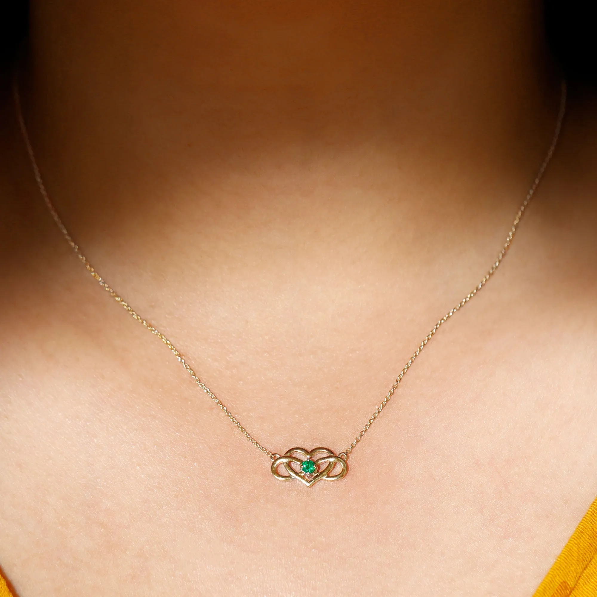 Emerald Heart and Infinity Pendant for Women