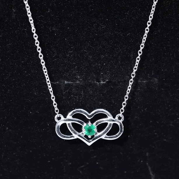 Emerald Heart and Infinity Pendant for Women
