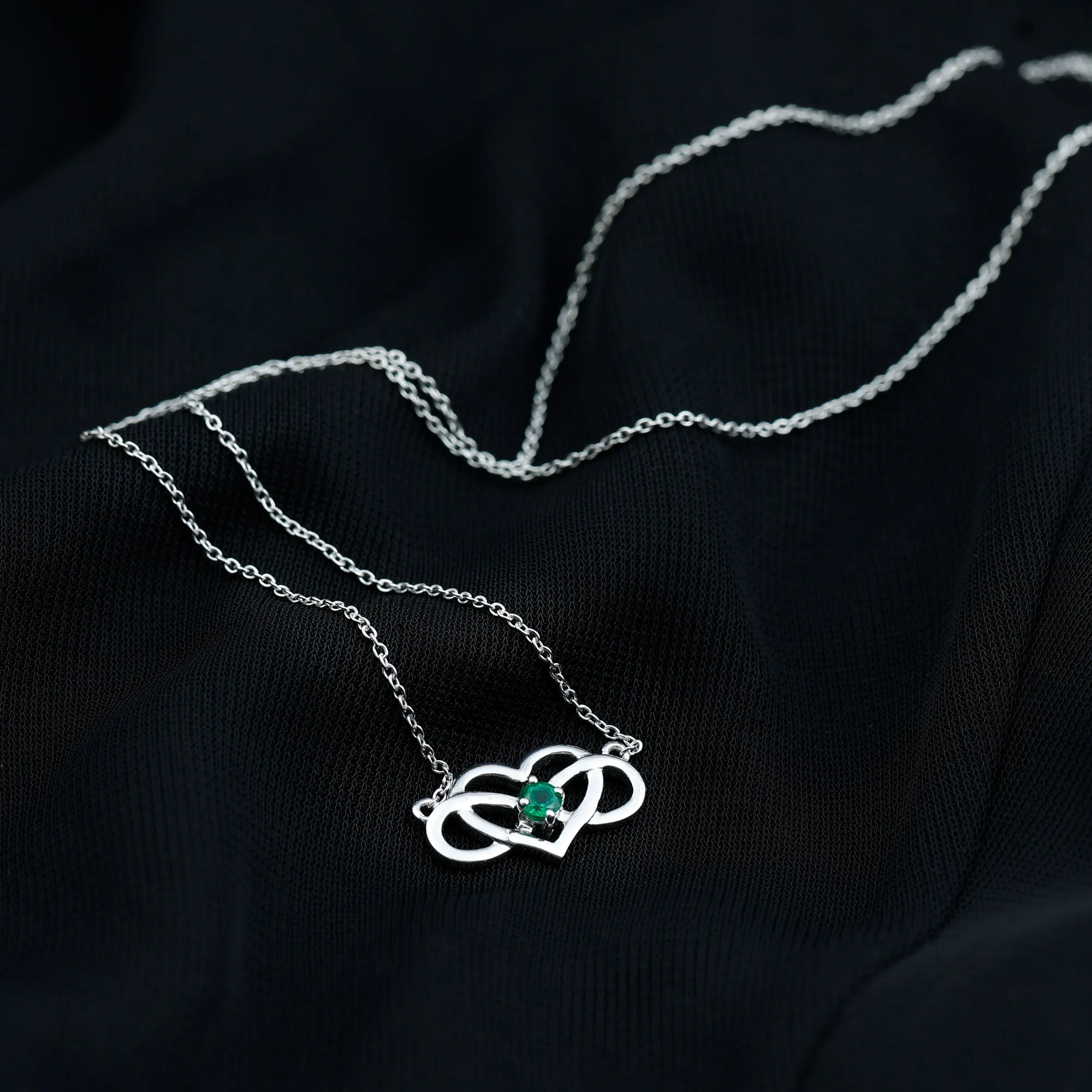 Emerald Heart and Infinity Pendant for Women