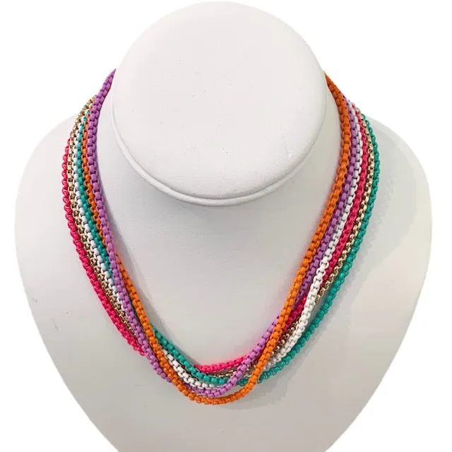 Enamel Chain Necklace- Turquoise