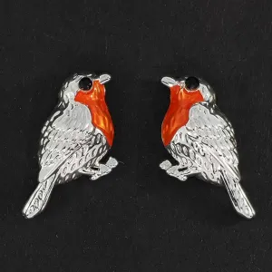 Equilibrium Robins Appear Silver Plated Stud Earrings
