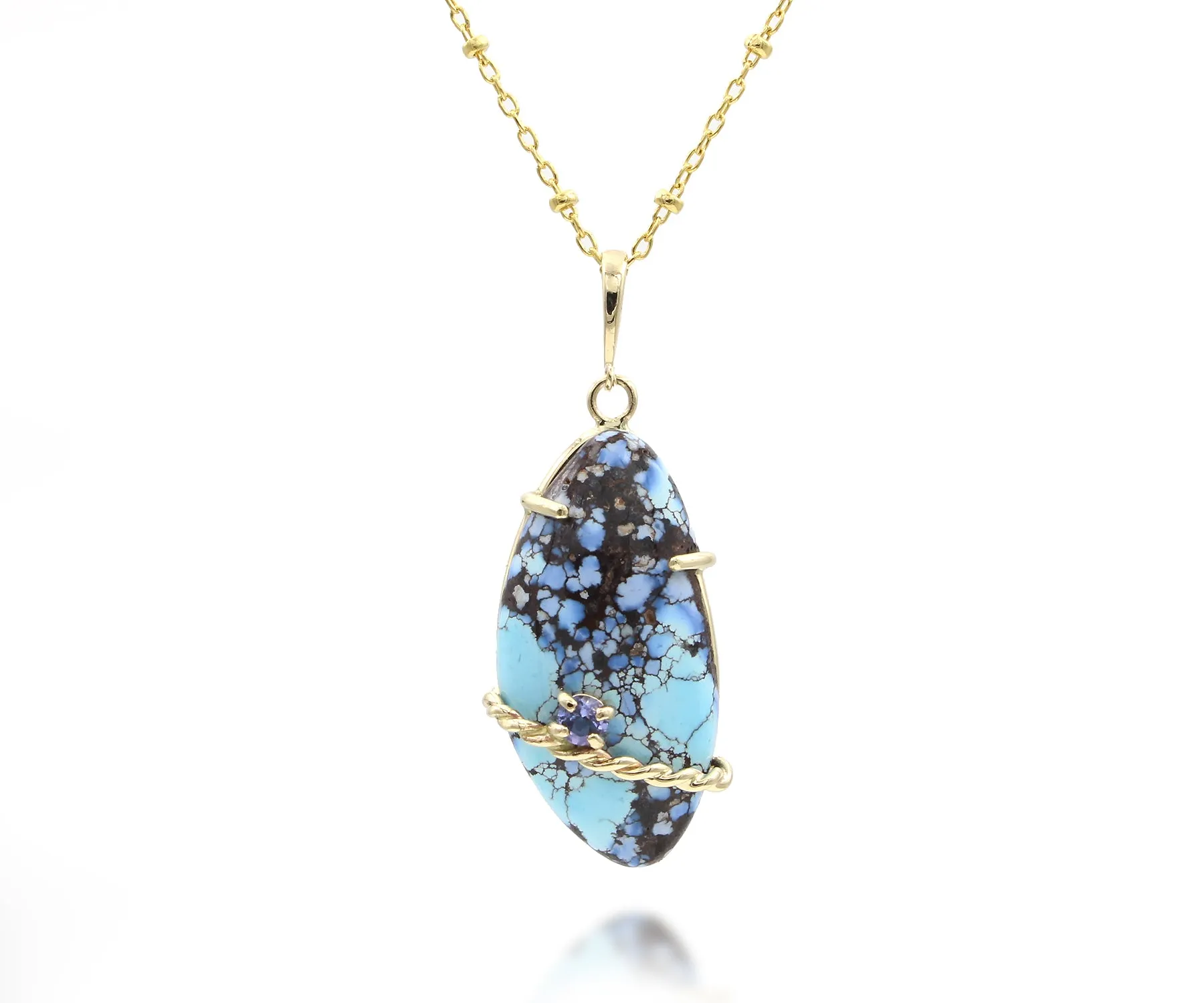 Freeform Turquoise Tanzanite Gold Necklace