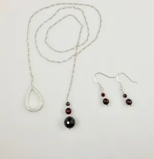 Garnet & Topaz Sterling Silver Jewelry Set