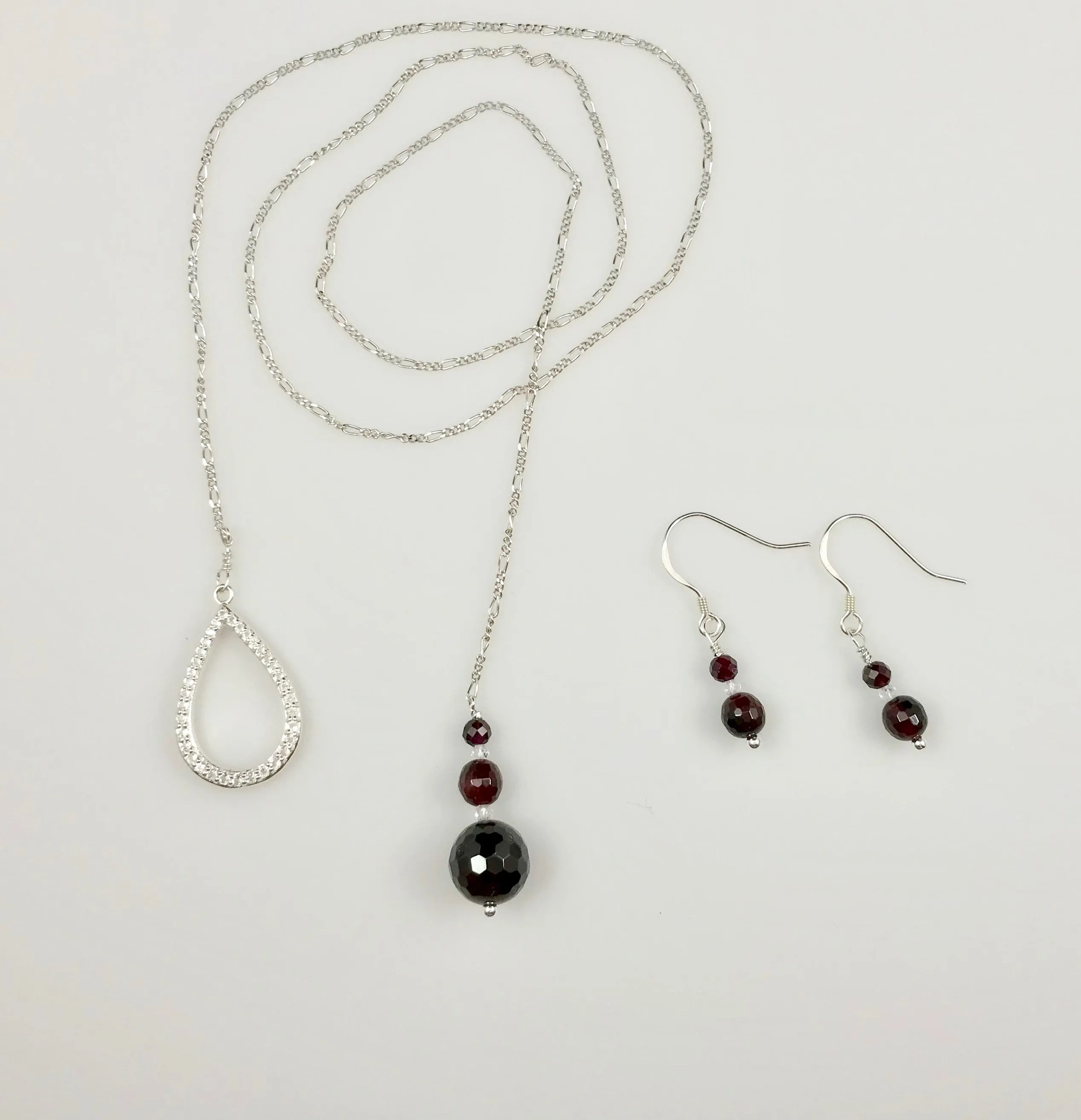 Garnet & Topaz Sterling Silver Jewelry Set