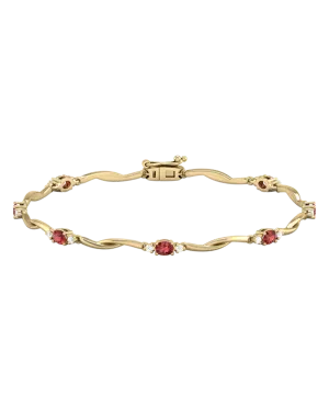 Garnet Bracelet - 10ct Yellow Gold Garnet & Diamond Bracelet - 787942