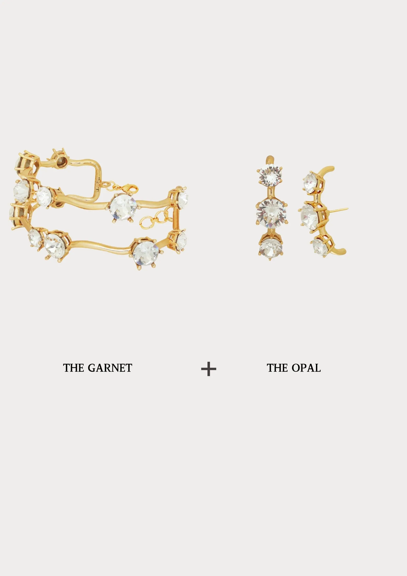 Garnet bracelet & Opal earcuff set