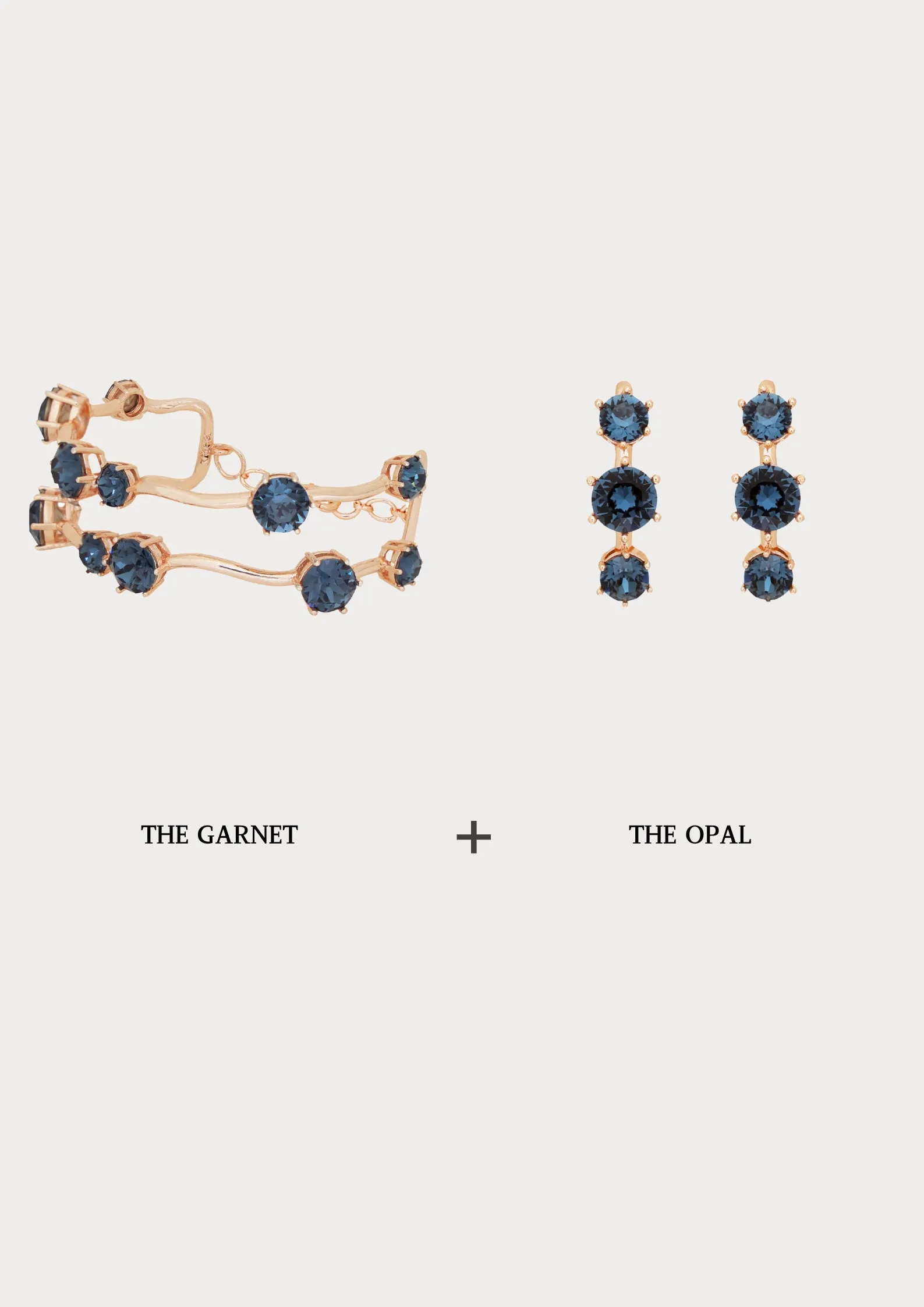 Garnet bracelet & Opal earcuff set