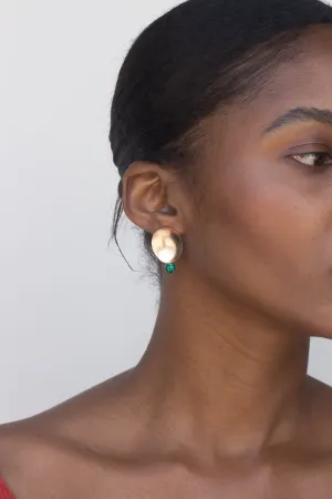 Gemstone Dome Earrings - Malachite