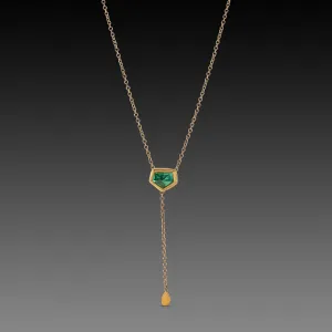 Geometric Emerald Necklace with Gold Drop