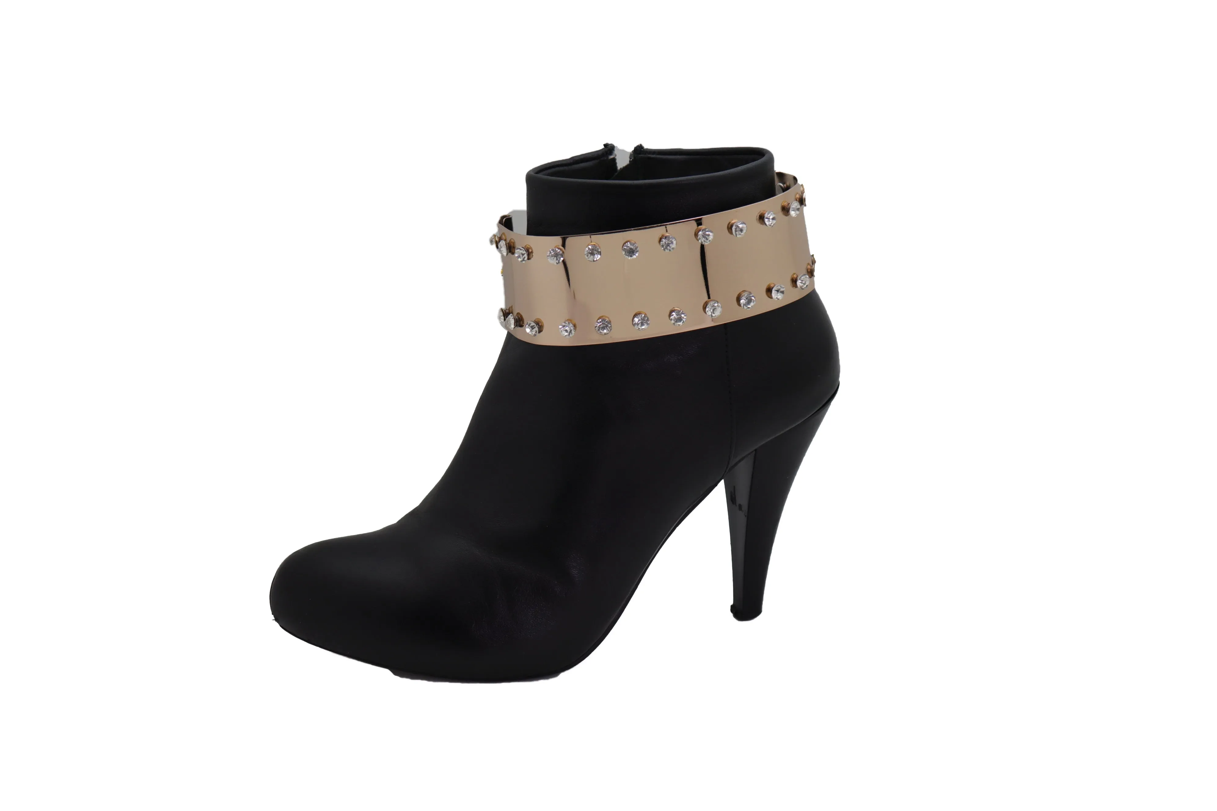 Gold Metal Bling Plate Chain Boot Bracelet Strap Shoe Charm Anklet Band