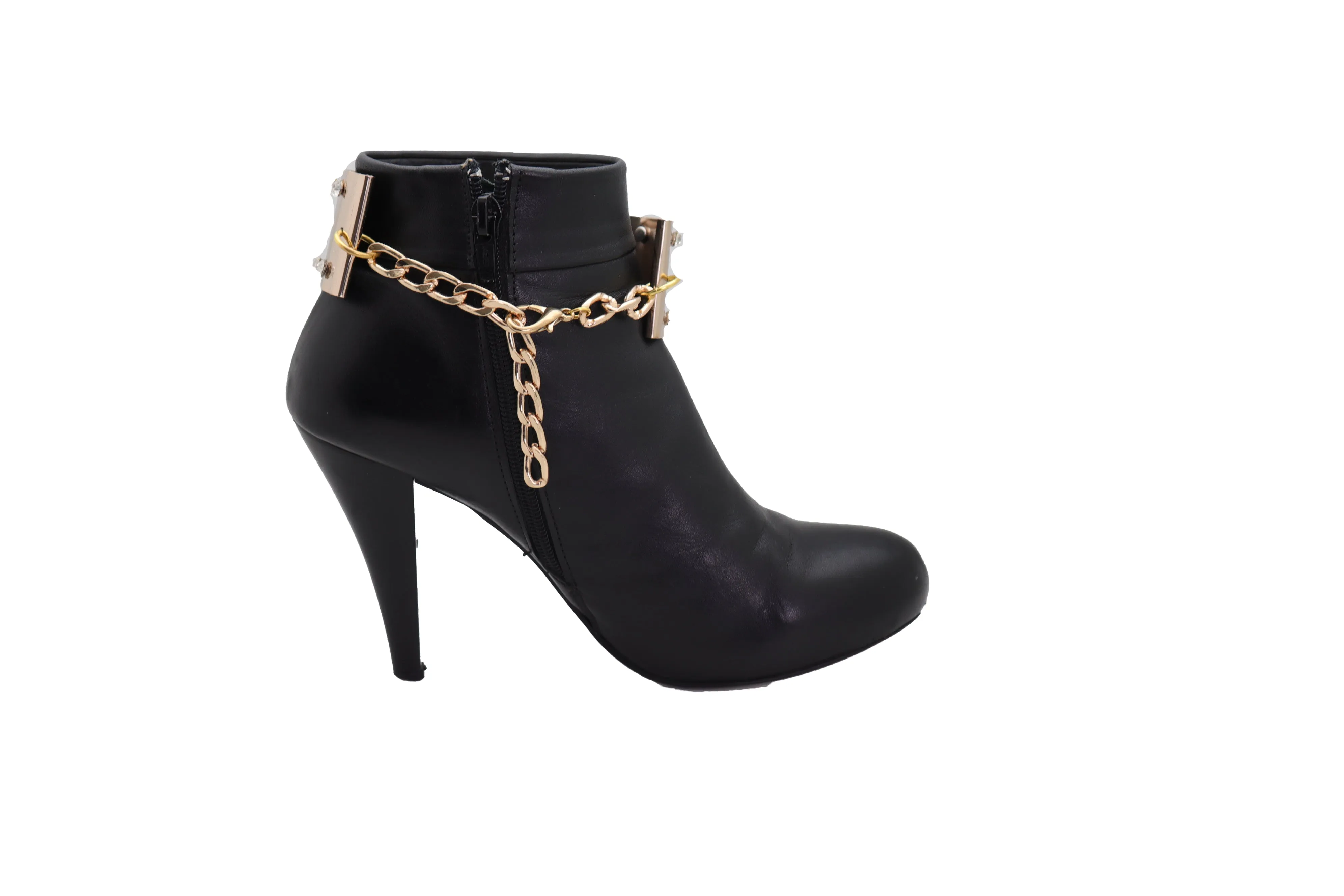 Gold Metal Bling Plate Chain Boot Bracelet Strap Shoe Charm Anklet Band