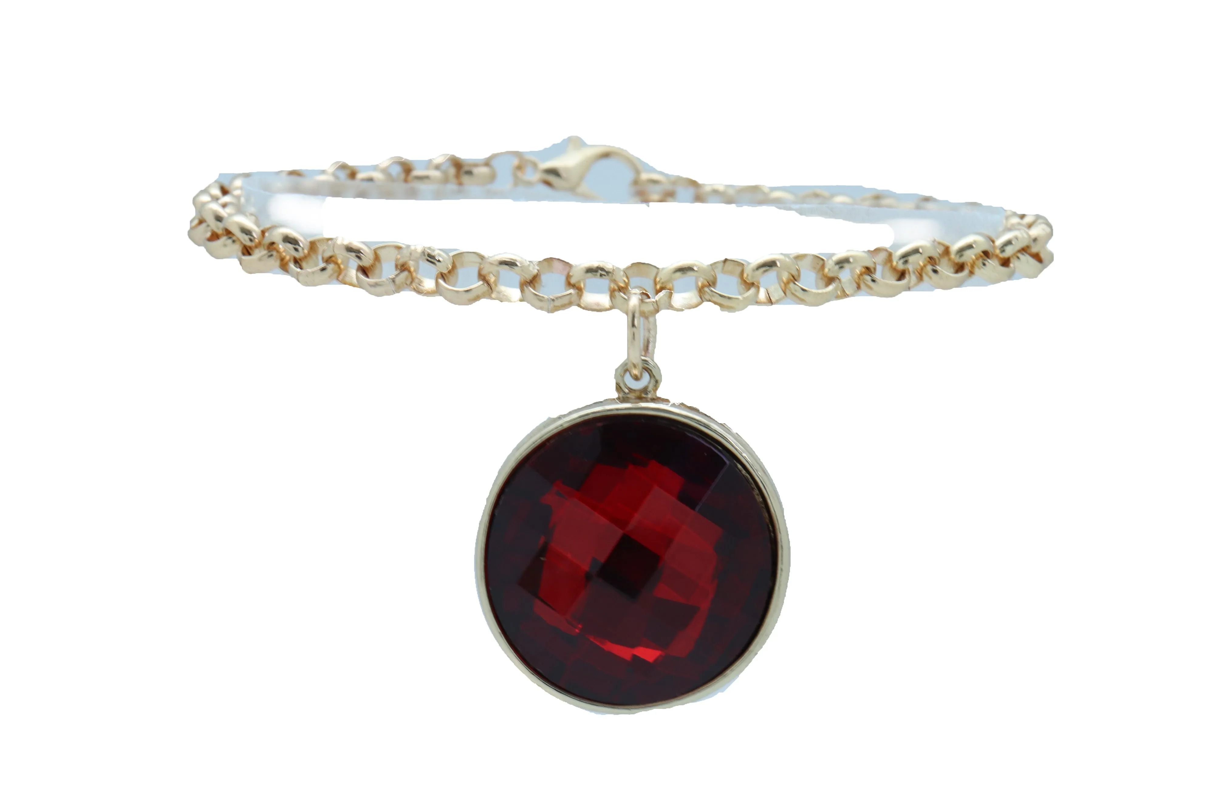 Gold Metal Boot Chain Bracelet Heel Shoe Anklet Big Red Bling Bead Charm
