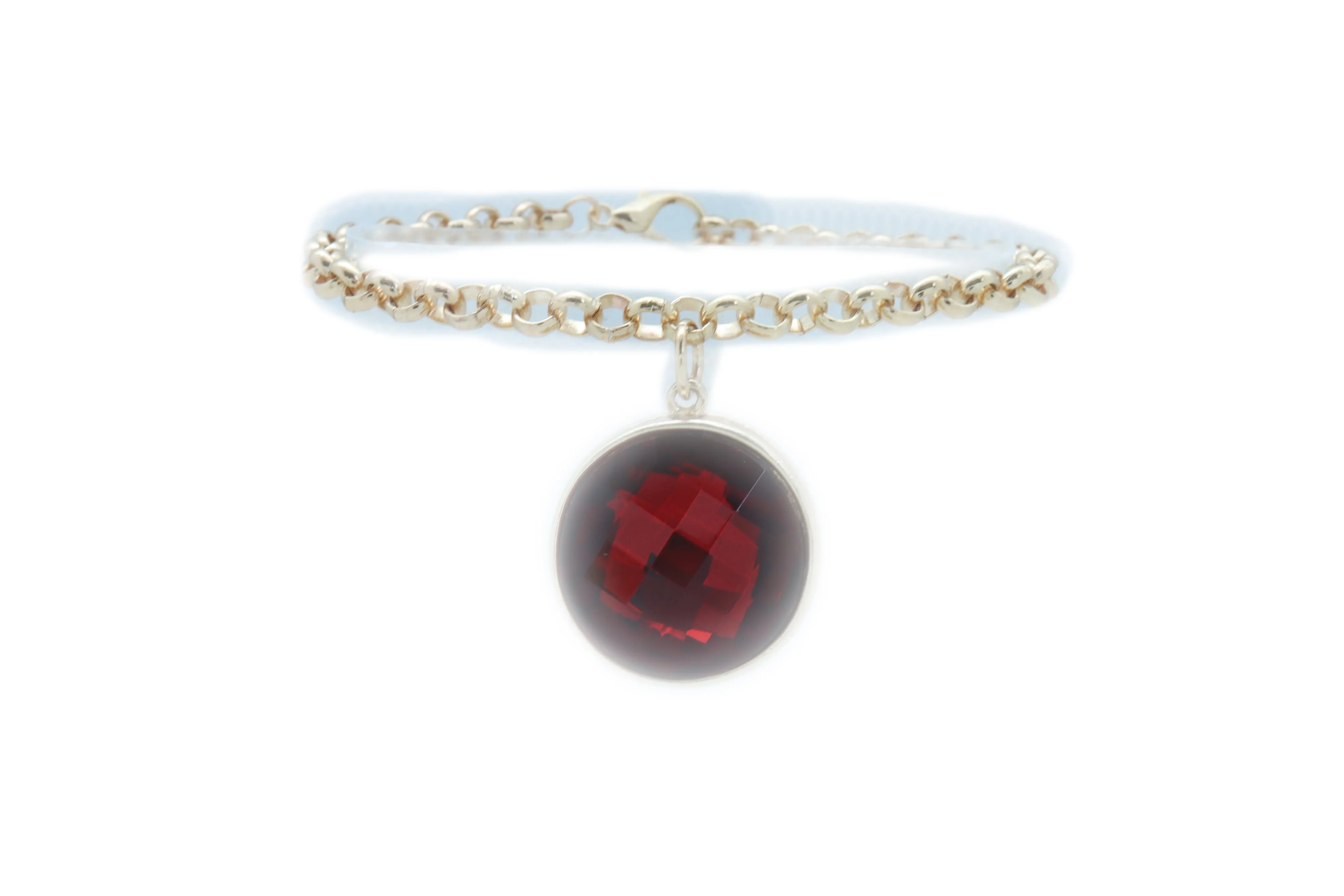 Gold Metal Boot Chain Bracelet Heel Shoe Anklet Big Red Bling Bead Charm