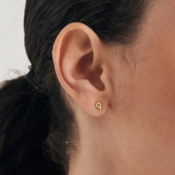 Gold Pebble Sparkle Stud Earrings E043-05G