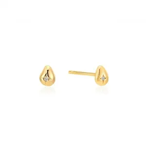 Gold Pebble Sparkle Stud Earrings E043-05G