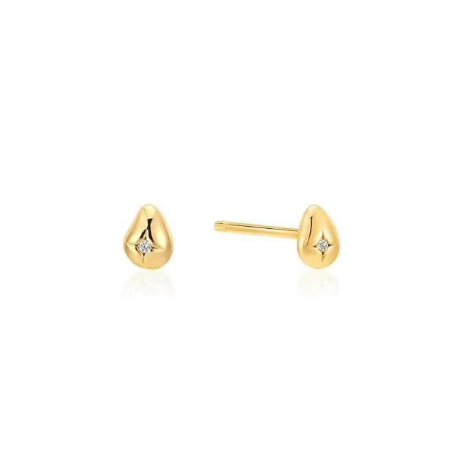 Gold Pebble Sparkle Stud Earrings E043-05G