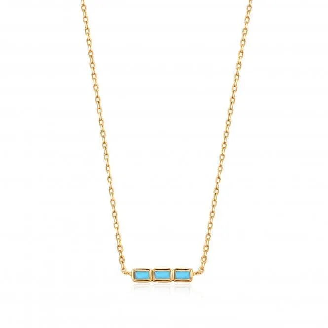 Gold Turquoise Bar Necklace N033-02G