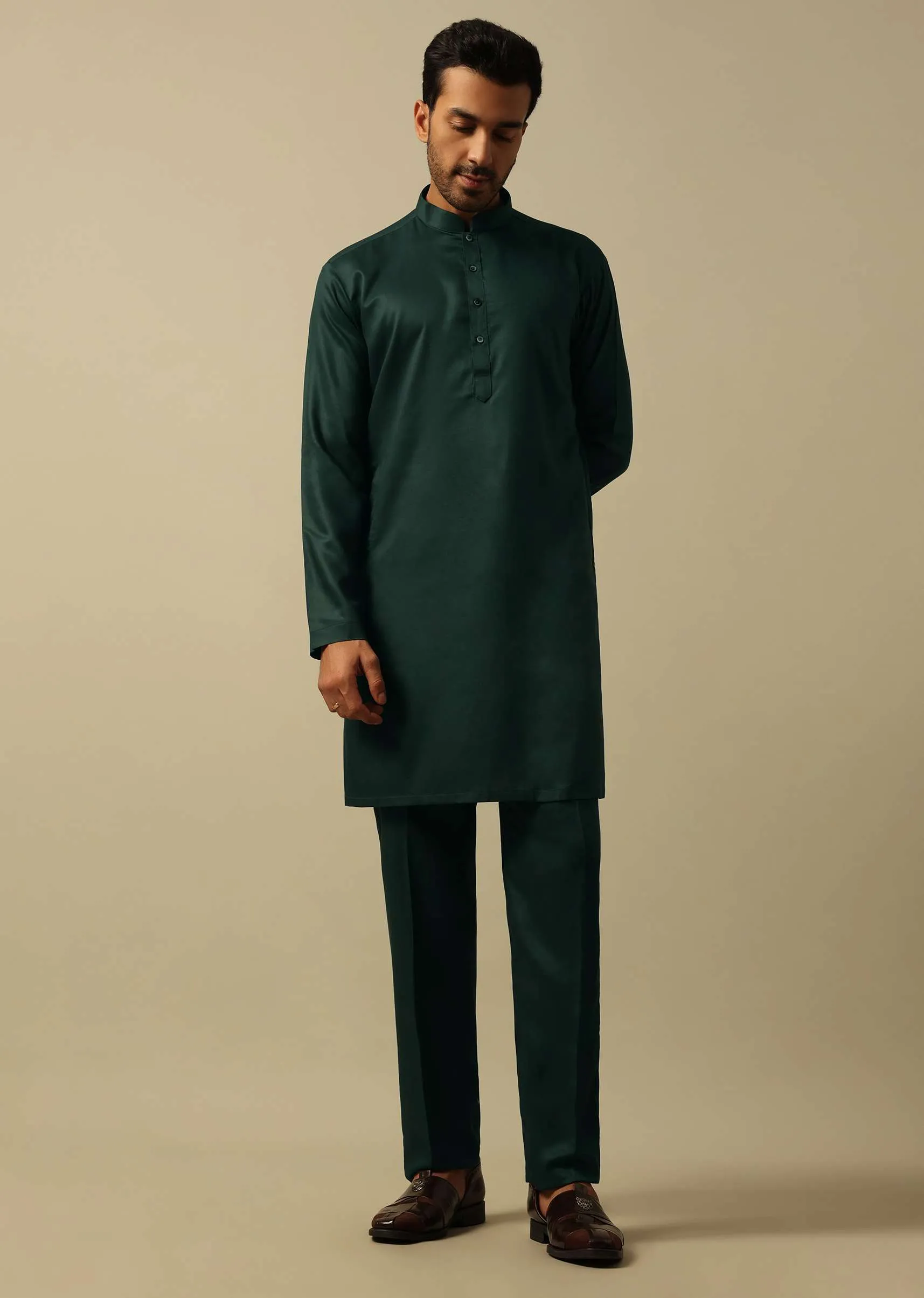 Graceful Green Indowestern Set For Men